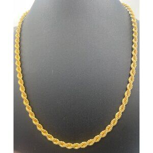 Monet 24" 5mm Twisted Rope Chain Chunky Necklace Gold-Tone Vintage